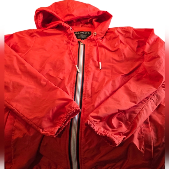 Athleta Red Zip-up Wind Breaker Jacket Size Medium - Picture 1 of 16